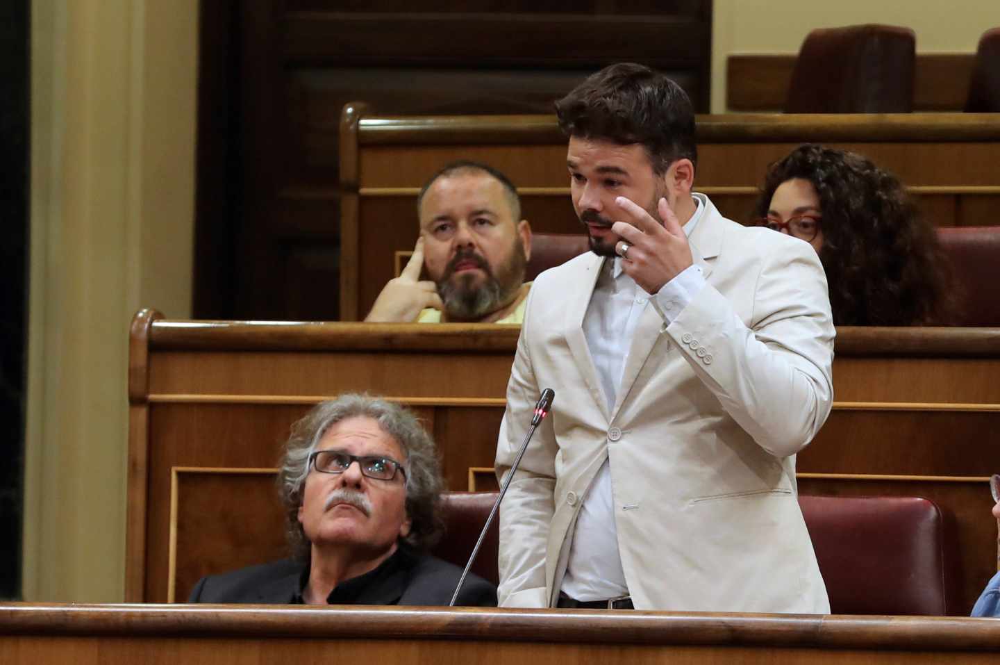 Gabriel Rufián durante su última intervención en el Congreso