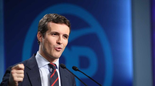La juez pide identificar a los compañeros del máster bajo sospecha de Pablo Casado El vicesecretario de Comunicación del PP, Pablo Casado, ofreciendo una conferencia de prensa.