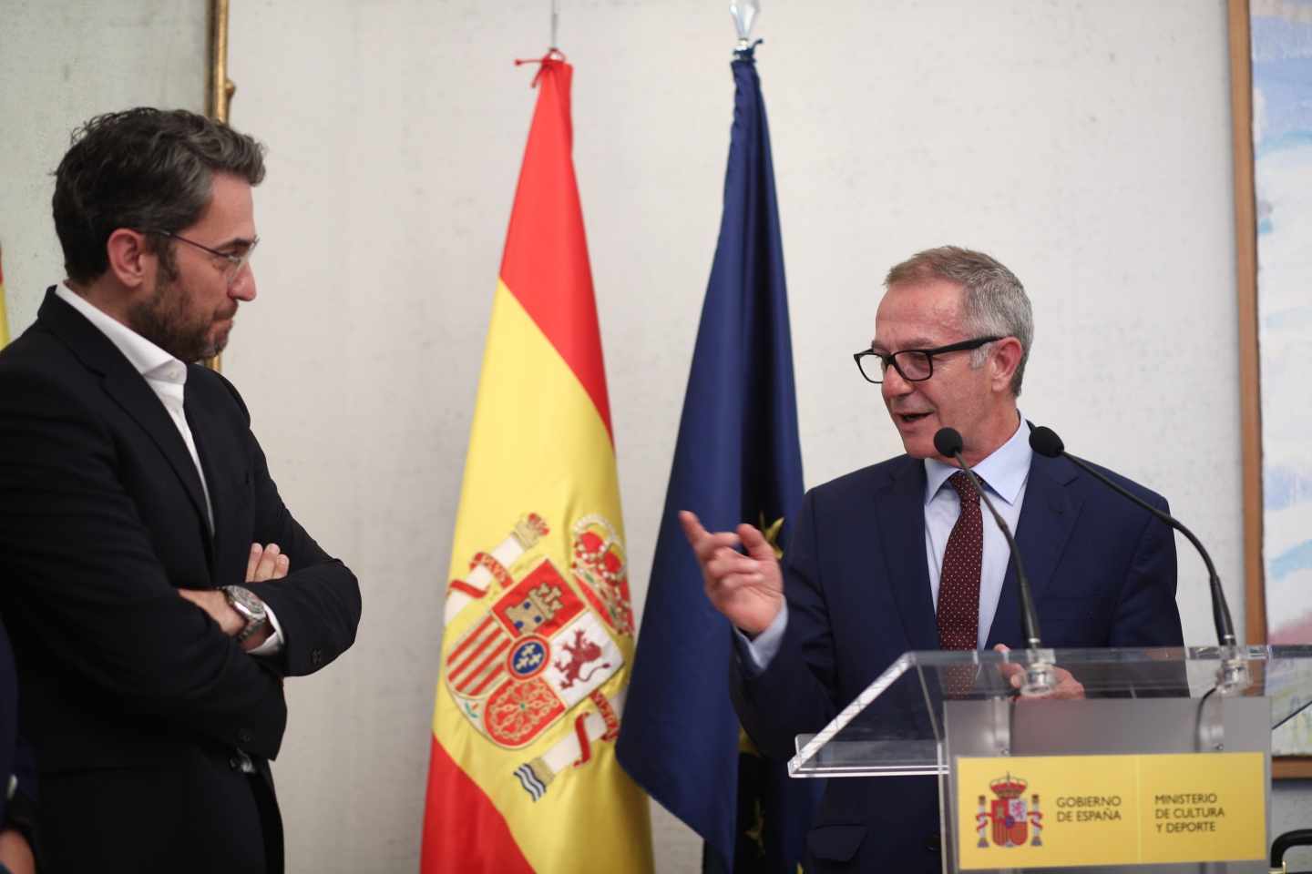 Màxim Huerta y José Guirao, en el revelo en Cultura y Deporte.