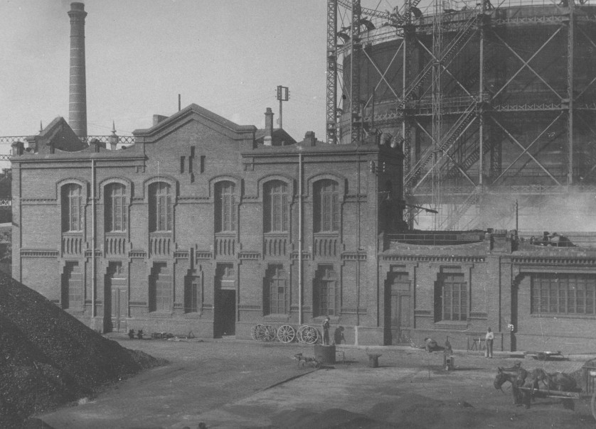 La primera planta de gas manufacturado de la entonces Sociedad Catalana para el Alumbrado por Gas.