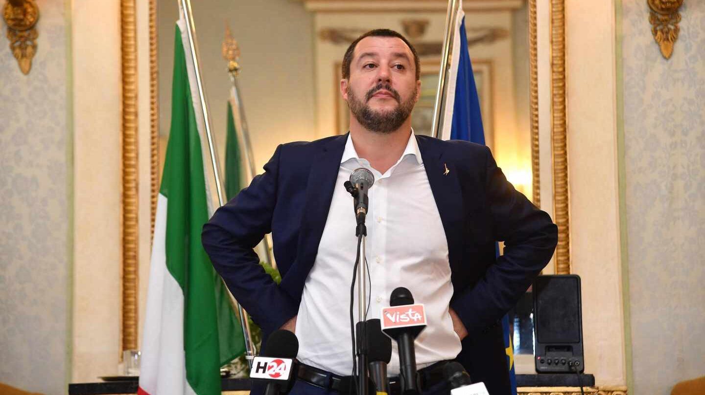 Matteo Salvini, durante una rueda de prensa en Génova.