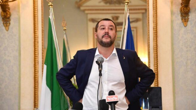 Matteo Salvini, durante una rueda de prensa en Génova.
