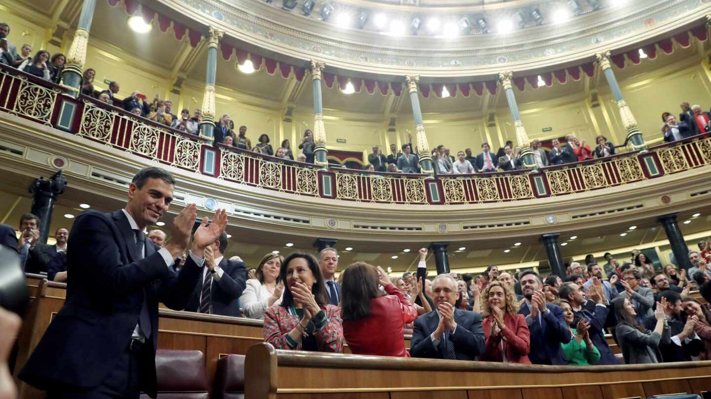 Pedro Sánchez, tras ganar la moción de censura.
