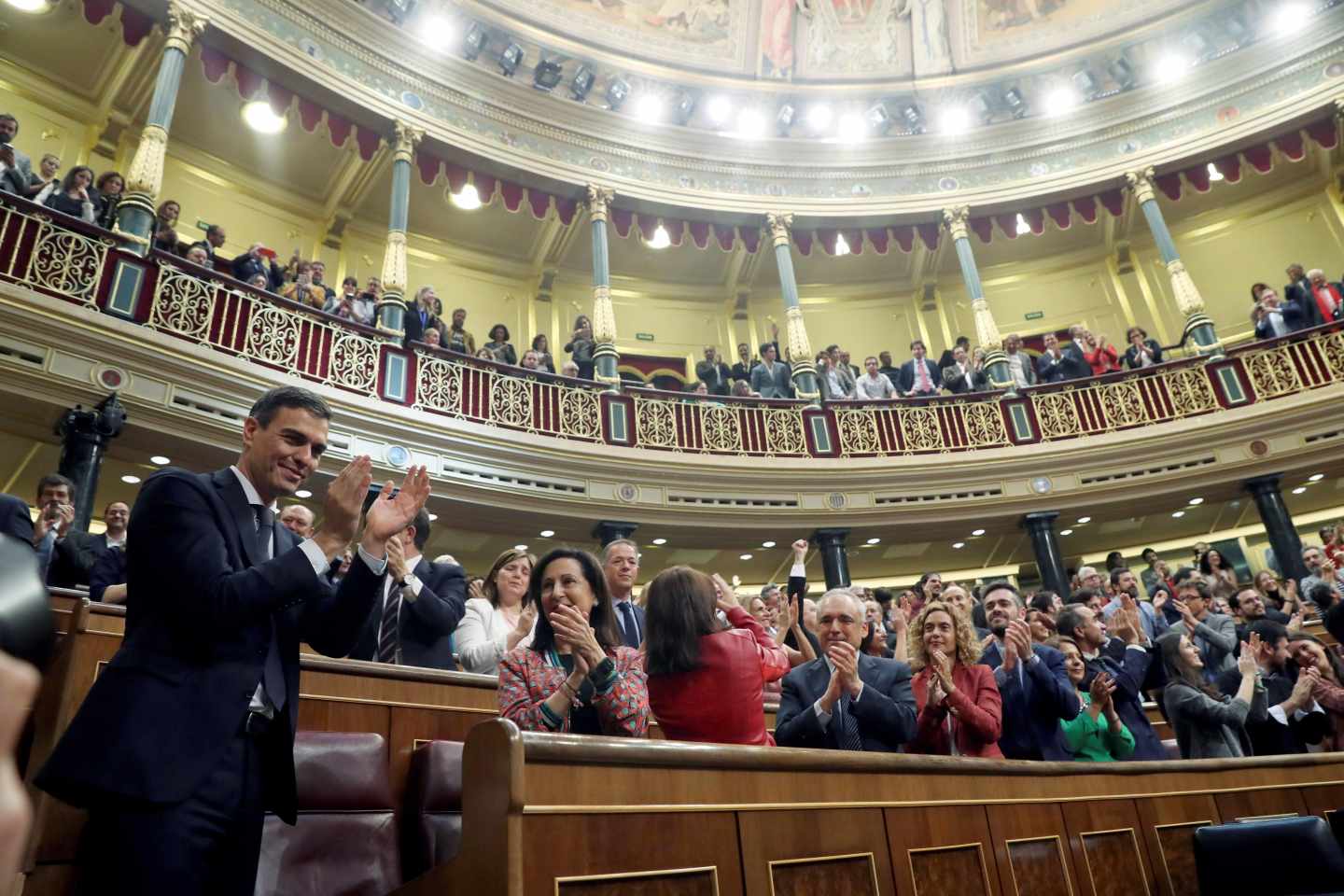 Pedro Sánchez, tras ganar la moción de censura.