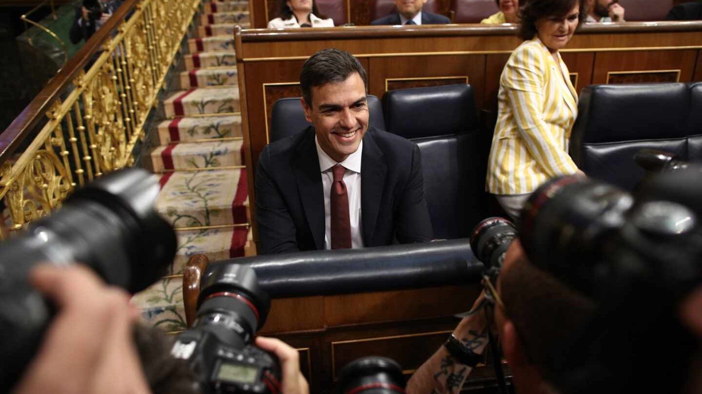 El presidente del Gobierno, Pedro Sánchez, en la sesión de control.