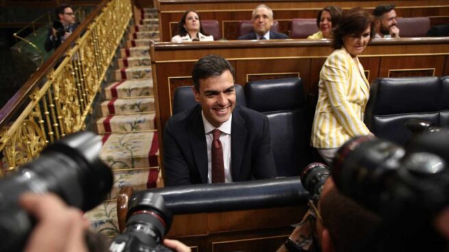 El presidente del Gobierno, Pedro Sánchez, en la sesión de control.