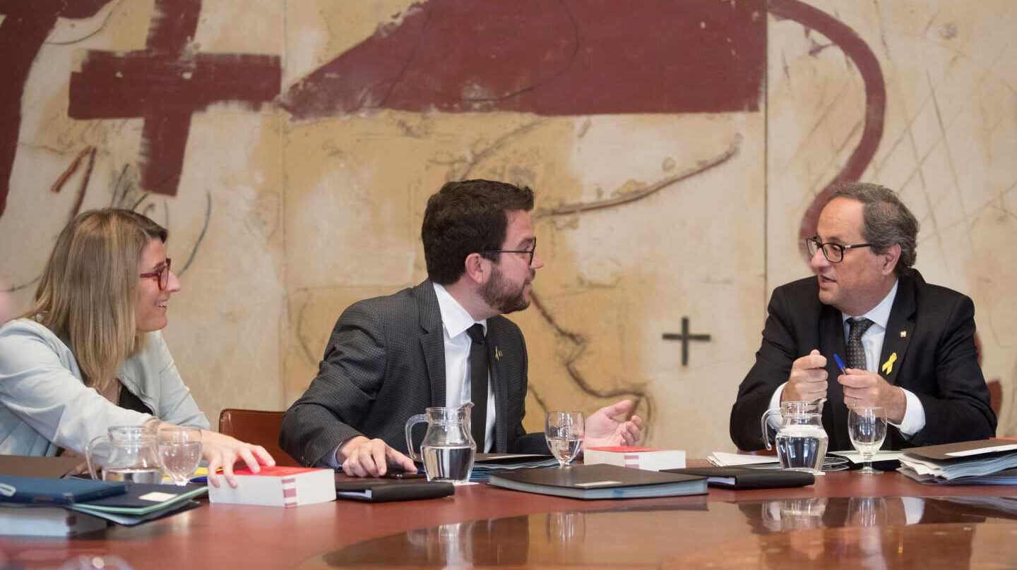 Elsa Artadi, Pere Aragonés y Quim Torra.