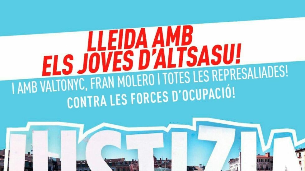 Cartel anunciador de la concentración convocada por los CDR este viernes ante la casa cuartel de Lleida.