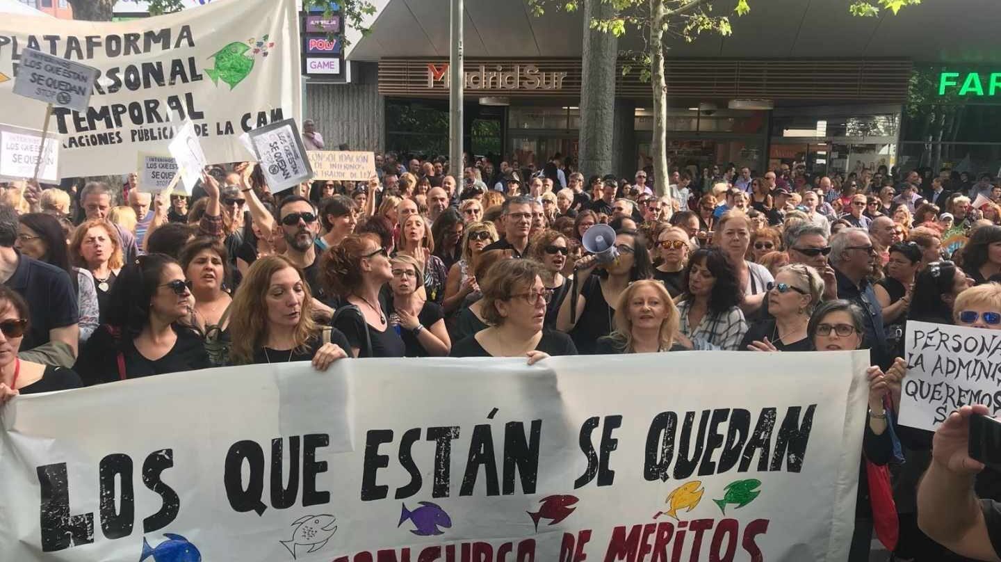 Concentración de trabajadores interinos en Madrid.
