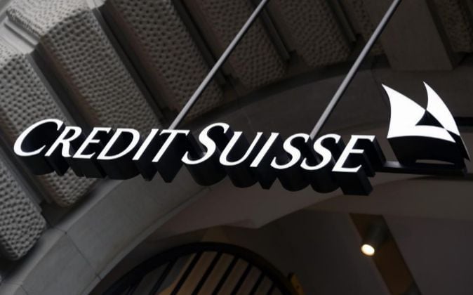 Logo de Credit Suisse en Zurich.