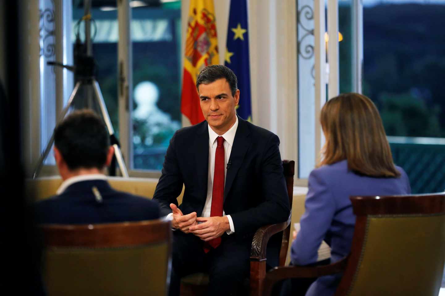 Pedro Sánchez, durante su entrevista en TVE.