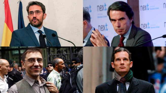 Màxim Huerta, José Mª Aznar, Juan Carlos Monedero, Iñaki Urdangarín
