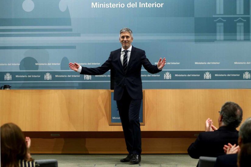 El ministro del Interior Fernando Grande-Marlaska, durante la ceremonia de traspaso de cartera en el Ministerio del Interior en Madrid.