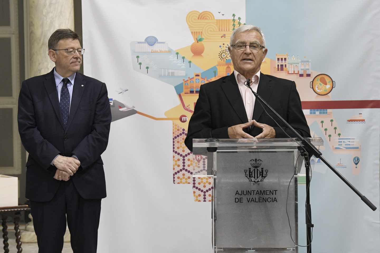El alcalde de Valencia, Joan Ribó, junto al presidente de la Generalitat, Ximo Puig.