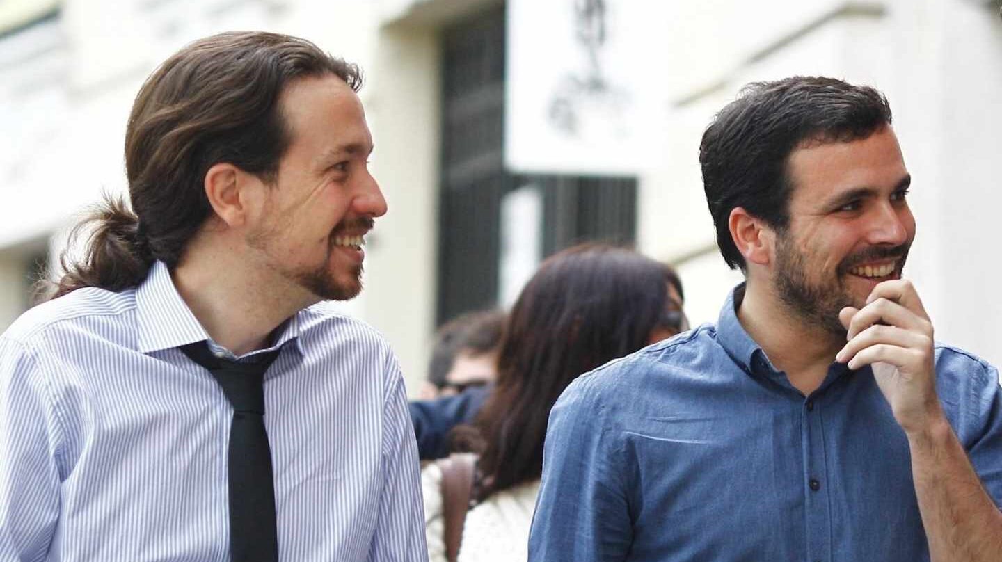 El líder de podemos, Pablo Iglesias, y el de Izquierda Unida, Alberto Garzón.