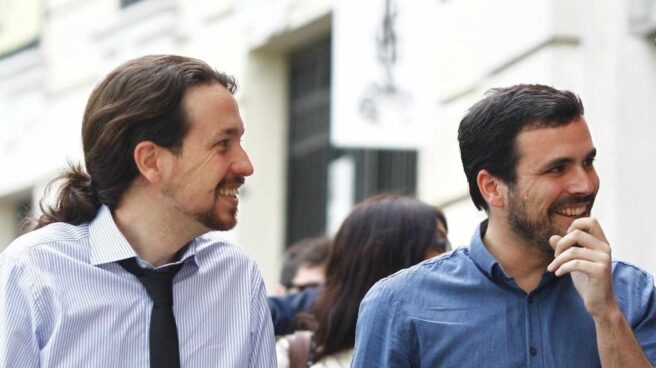 pablo iglesias y alberto garzon El líder de podemos, Pablo Iglesias, y el de Izquierda Unida, Alberto Garzón.