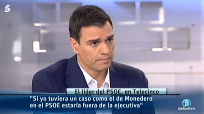 Pedro Sánchez, durante una entrevista con Telecinco en el año 2015.