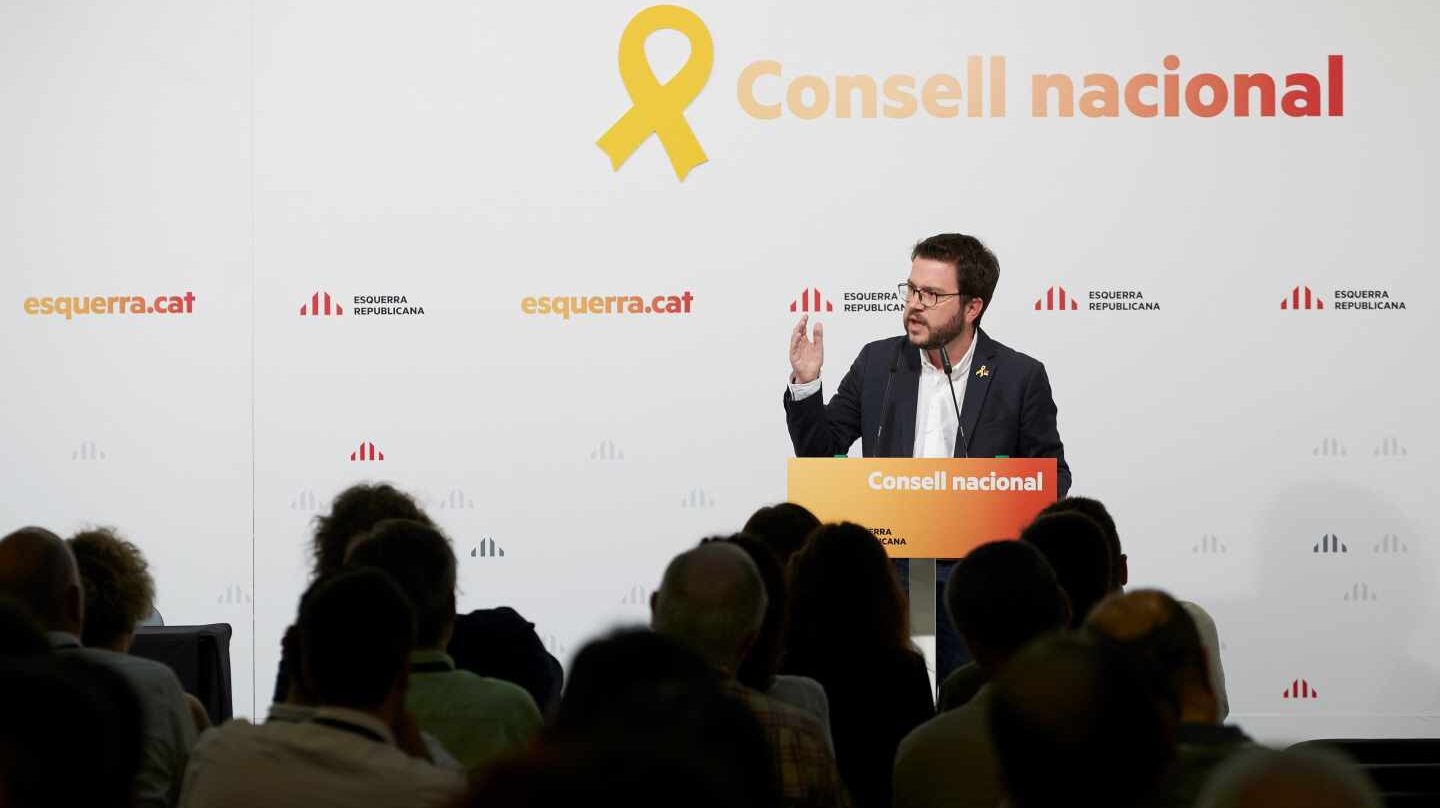 Pere Aragonès, en el Consell Nacional de ERC.