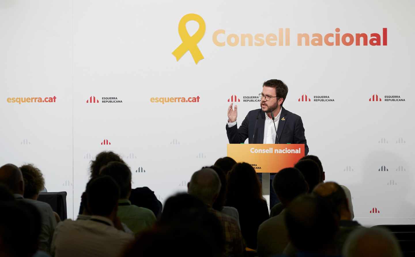 Pere Aragonès, en el Consell Nacional de ERC.