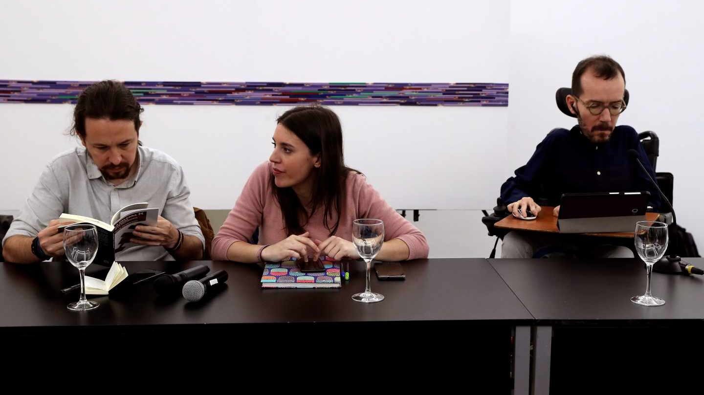 Pablo Iglesias, Irene Montero y Pablo Echenique.
