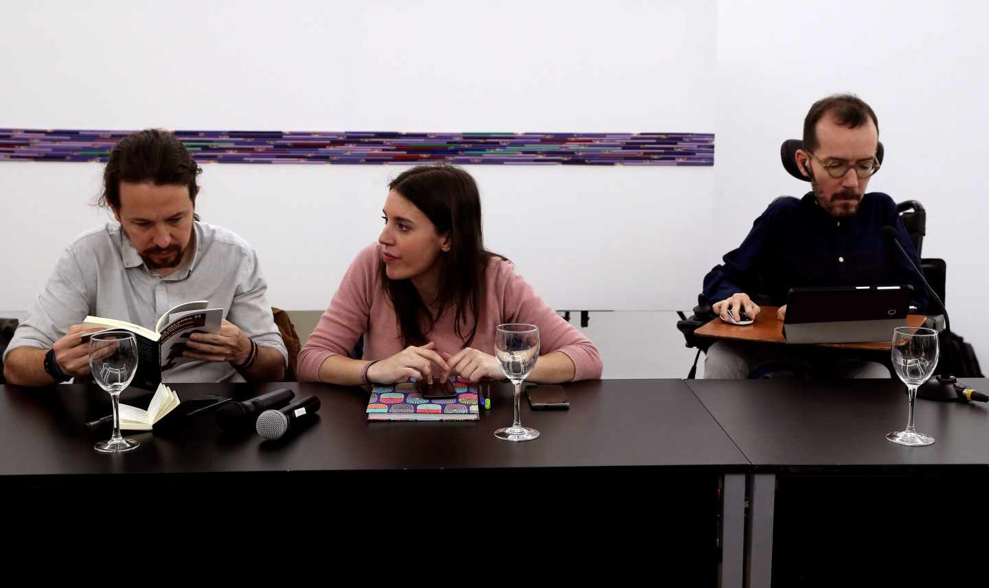 Pablo Iglesias, Irene Montero y Pablo Echenique.