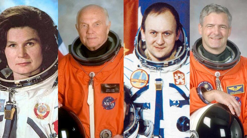 Valentina Tereshkova, John Glenn, Vladimir Remek y Marc Garneau, astronautas y políticos
