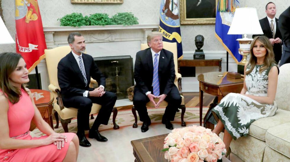 Felipe Vi y la reina Letizia, con Donald Trump y Melania en la Casa Blanca.
