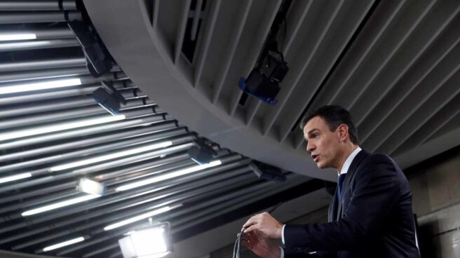 Pedro Sánchez, presidente del Gobierno, en una comparecencia informativa en La Moncloa.