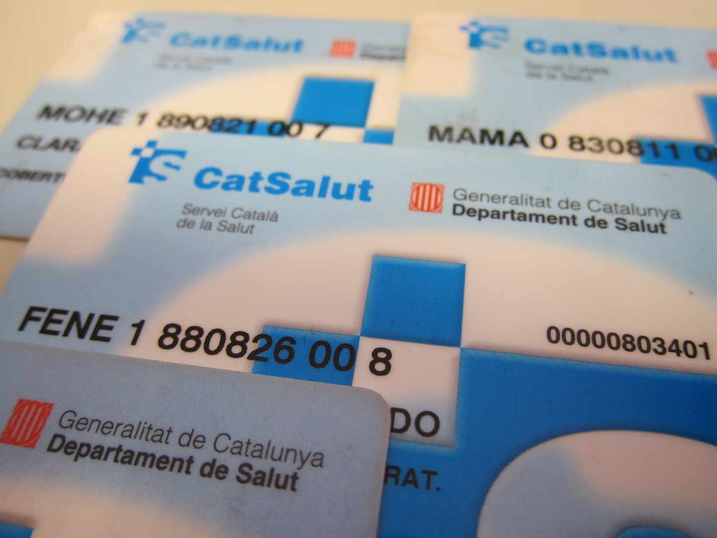 Tarjetas sanitarias en Cataluña.