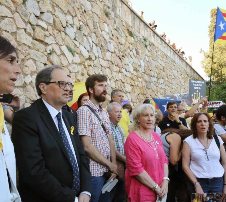 Torra asiste a la manifestación de la ANC y Òmnium contra Felipe VI