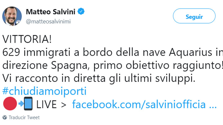 Italia saca pecho: "¡Victoria! 629 inmigrantes rumbo a España, objetivo conseguido"