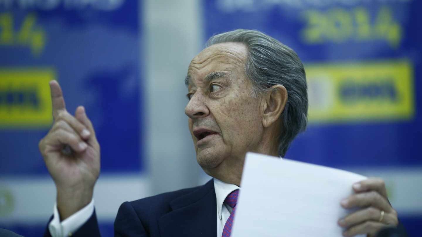 El presidente de Grupo Villar Mir, Juan Miguel Villar Mir, en la junta de accionistas de OHL de 2014.