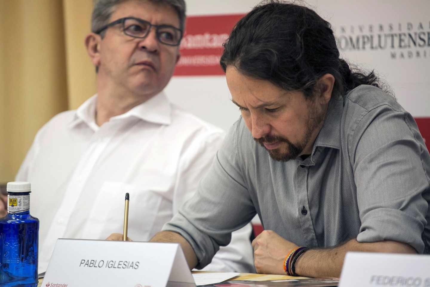 Pablo Iglesias junto a Jean-Luc Mèlenchon, líder de Francia Insumisa.