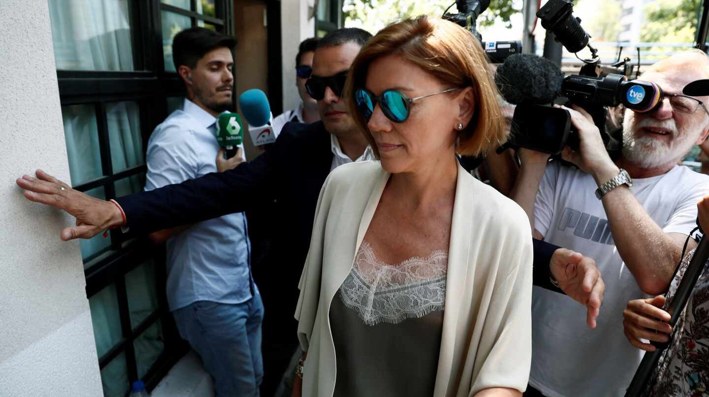 María Dolores de Cospedal a su llegada al almuerzo con Casado y el G-8