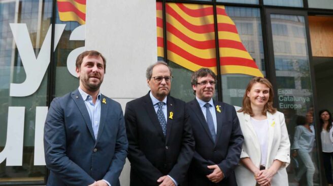 Comín, Torra, Puigdemont y Serret, en Bruselas.