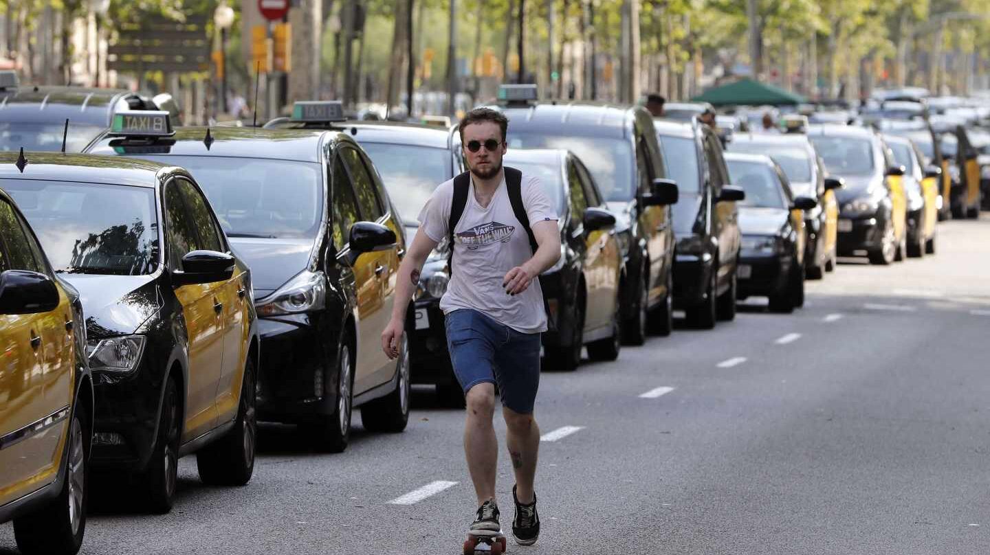 Huelga de taxis en Barcelona.