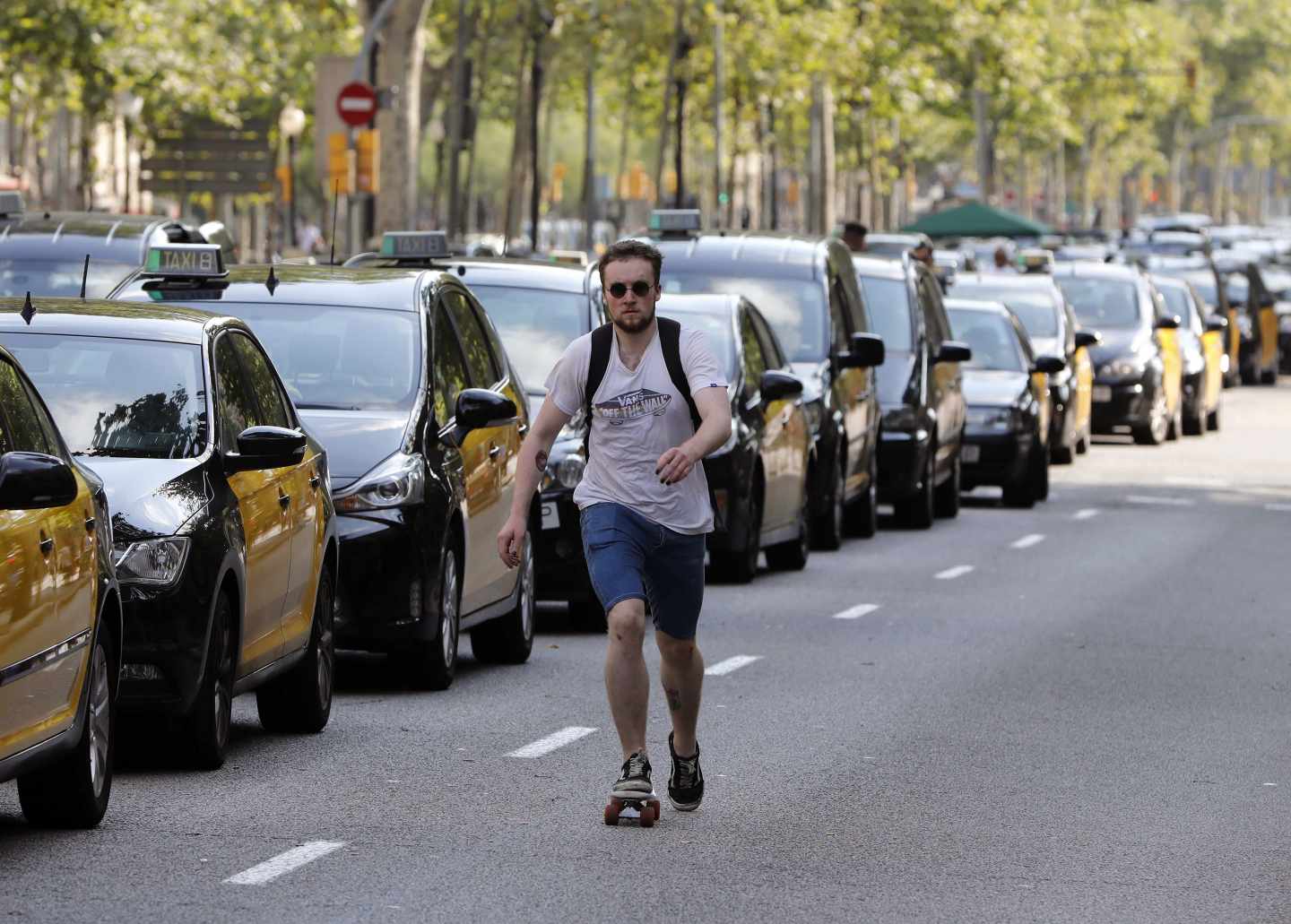 Huelga de taxis en Barcelona.