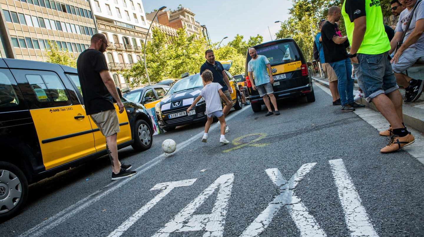Huelga de taxistas en Barcelona.