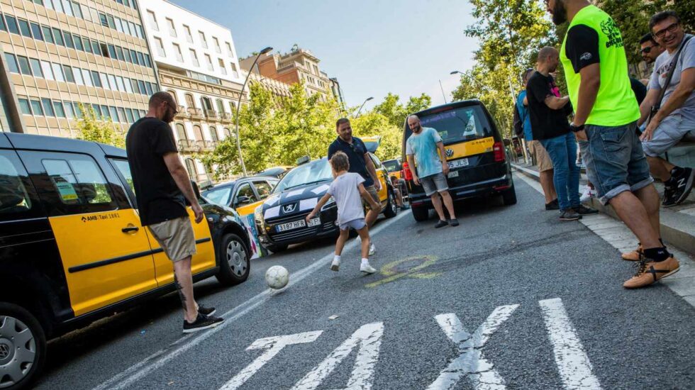 Huelga de taxistas en Barcelona.