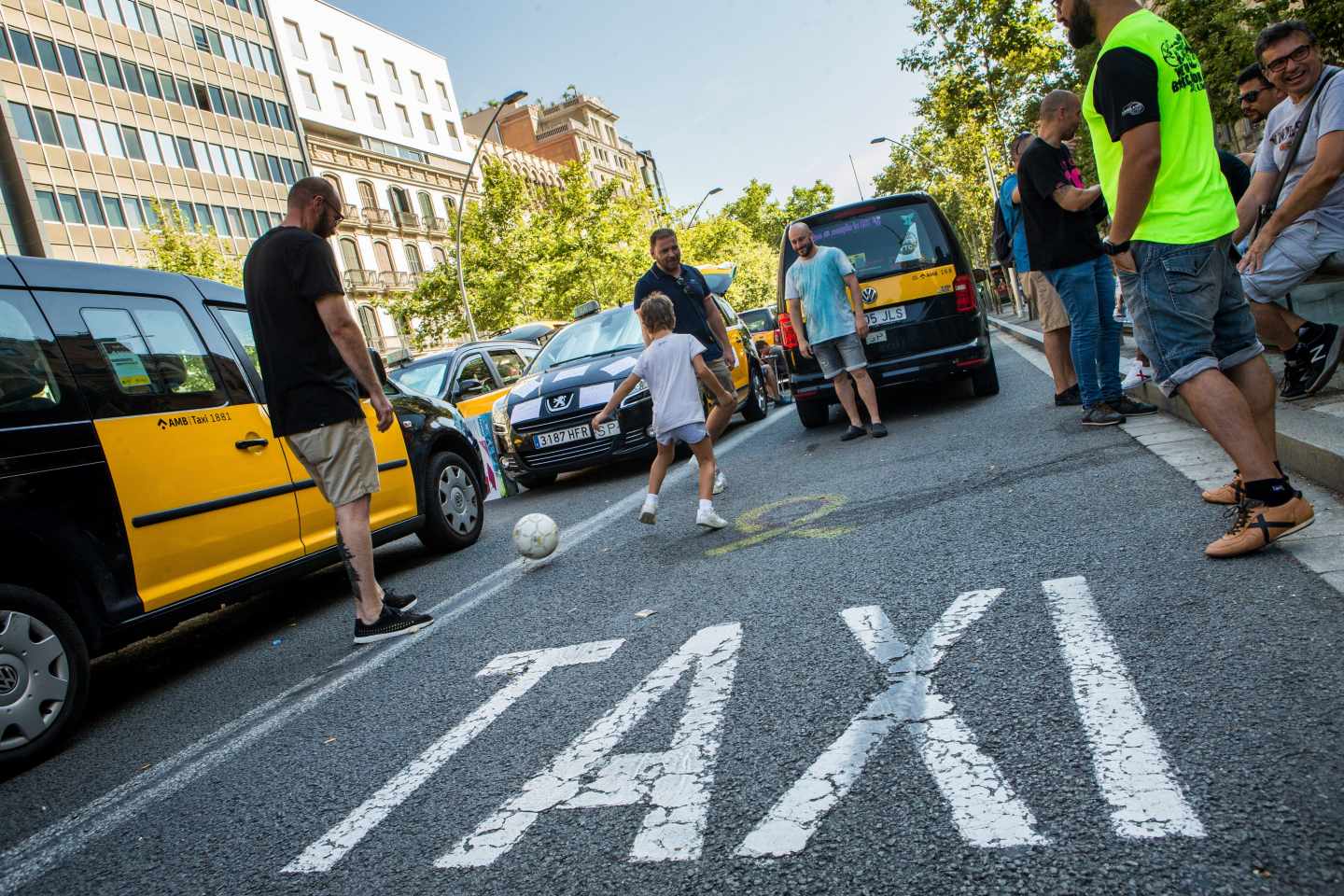 Huelga de taxistas en Barcelona.