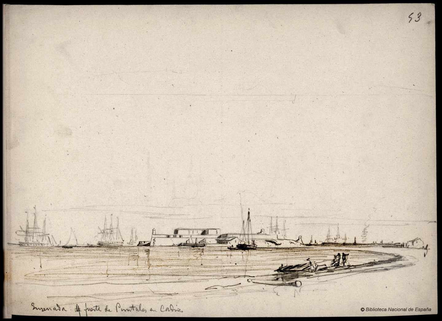 Ensenada del fuerte de Puntales en Cádiz. 1843-1899. Rafael Monleón y Torres