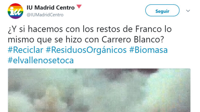 Izquierda Unida llama a hacer volar los restos de Franco "como se hizo con Carrero Blanco"