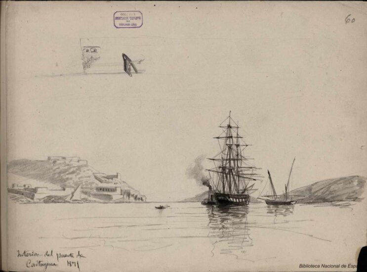 Interior Puerto de Cartagena. 1871. Rafael Monleón y Torres