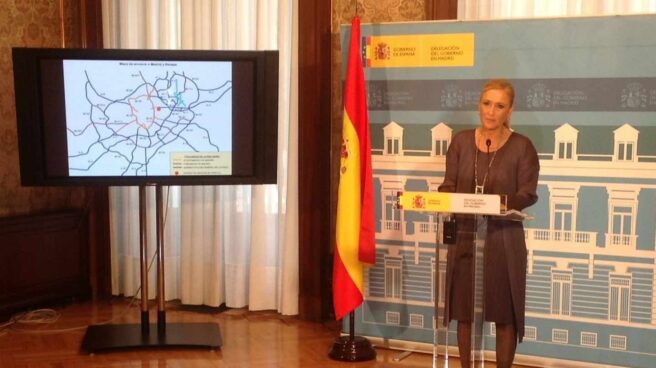 Cristina Cifuentes, en una comparecencia informativa durante su etapa como delegada del Gobierno en Madrid.