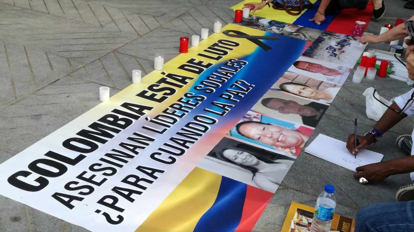 Manifestación en Madrid contra los crímenes de activistas colombianos