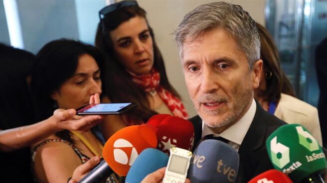 El ministro del Interior, Fernando Grande-Marlaska, minutos antes de comparecer este miércoles en el Congreso.