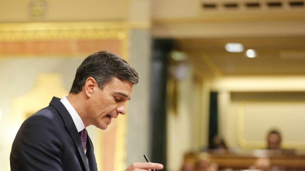 Pedro Sánchez, en la tribuna del Congreso.