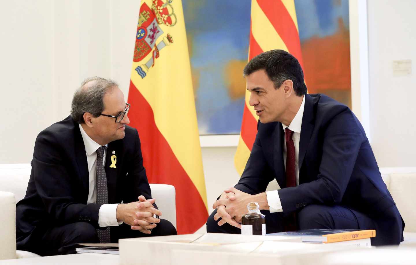 Quim Torra y Pedro Sánchez, en la Moncloa.