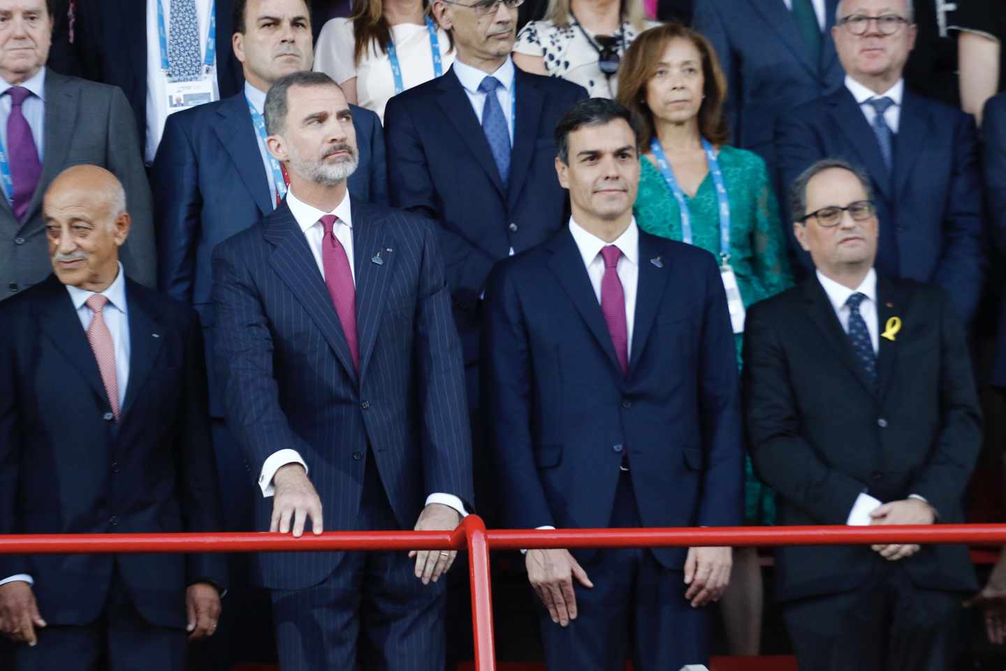 Pedro Sánchez y Quim Torra, junto al Rey en Tarragona.