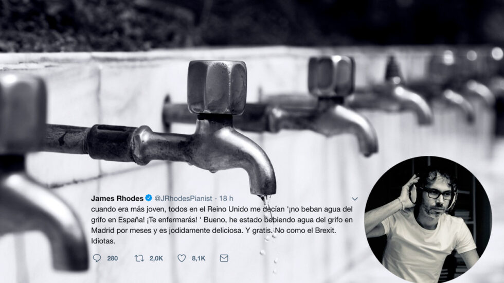 Tuit de James Rhodes alabando el agua del grifo de Madrid